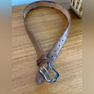 Vintage Coach 3912 British Tan and Silver Leather Belt 32”